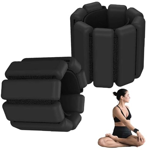 Bärbara viktmanschetter, justerbara vikter silikonarmband, 2 lb hållbara bärbara ankelvikter, ankelviktsset, silikon handledsvikter för yoga, dans, jogging (svart)