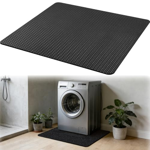 Tappetino per Lavatrice 60 x 60 cm, SGZIOO Tappeto Lavatrice Antivibrazione, Tappetino in Silicone per Lavatrice e Asciugatrice, Tappetino Antiscivolo per Lavatrice per Bagno Cucina Hotel (Nero)