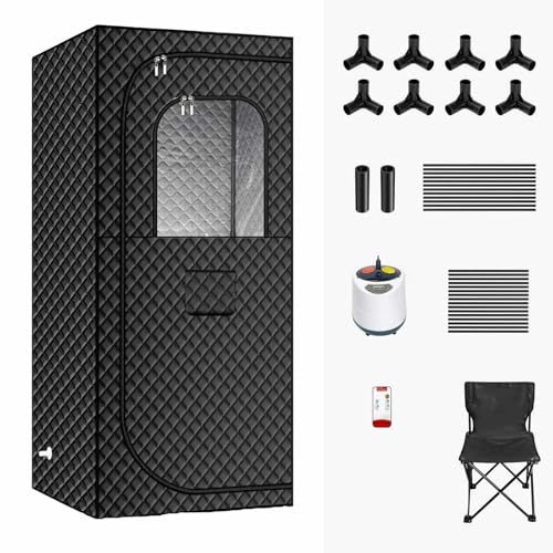 Snabbvärmande Bastu, ångbastu Spa 1200w, 2l ånggenerator, Hopfällbart Bastutält, Stol Inkluderad, Anti-Stress Bastu, Muskelavslappnande Bastu(90cm(35.4in))