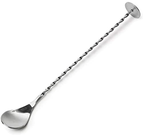 Cucchiai da cocktail in acciaio inossidabile multifunzione Twist Neck Bar Spoon Agitatori da cocktail Shaker con Long Handle Bar Forniture (28 CM Silver)
