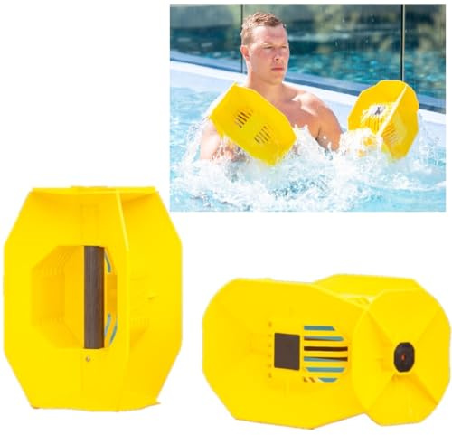 Hydro Tone Hydro-Bell Pool Exercise Dumbbells Pair, Aquatic Water Weights for Functional Strength Training, UV and Chlorine Resistant, Quick Start Guide Included, Yellow