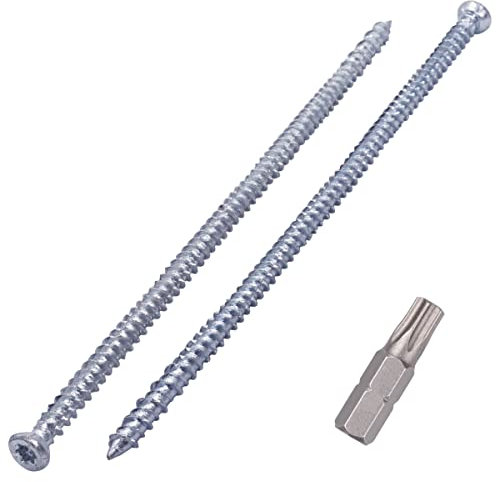 SKIR'CO (40 st) Zinkpläterade 7,5 x 202 mm betongskruvar, försänkt huvud, murverksskruvar, ram fixeringsskruv