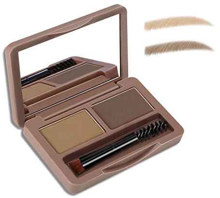 Boobeen Eyebrow Powder, 2-color Eyebrow Palette Makeup to Enhance & Define Brows, Eyebrow Color Powder with Mirror for Neutral Eye Makeup