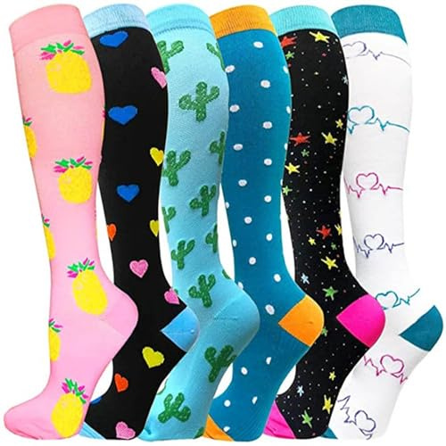 Gefomuofe 6 paia di calzini lunghi da donna, calze lunghe e lunghe, in peluche, calze sopra il ginocchio, calze termiche, calze da donna, calze a maglia, calze di lana per autunno e inverno