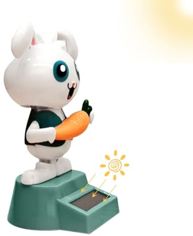Honhoha Figuras de cabezones solares | Tablero Bobblehead del Coche con Forma de Conejo,Juguete para el salpicadero del Coche, Juguetes solares para la decoración del hogar del Escritorio del Coche