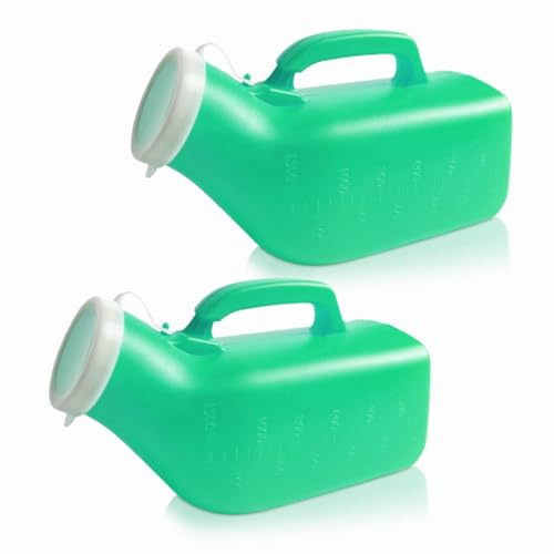 meleg otthon Bouteilles d'urine, urinoirs Portables pour Hommes, Anti-déversement 1200 ML pour hôpital, Incontinence, extérieur, Voiture, Voyage (vert-2-men)