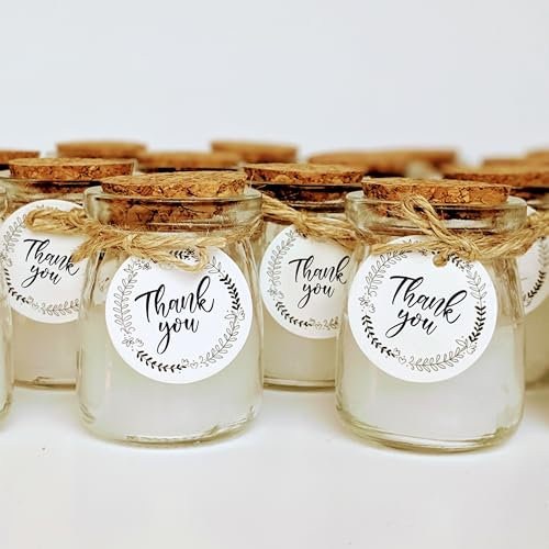 TE Whaka | 24 Candele profumate con etichetta Thank You | Regalo per gli ospiti matrimonio, Battema, Comunione, Compleanno - Accessorio per matrimonio - Ringraziamenti