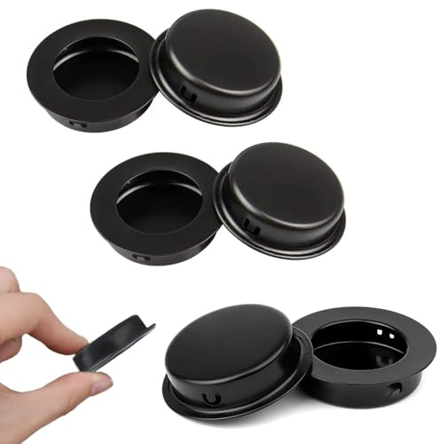 RHQFDM 6 pièces rondes poignées tirage encastrées poignées portes coulissantes cachées poignées tirage bouton encastré doigt tirage pour tiroirs armoires meubles personnalisés（noir）