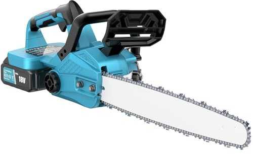 SeeSii 16&18 Pollici Motosega a Batteria per Potatura, 1200W Sega a Batteria con 10000mAh Batterie, Motore Brushless, Tensionamento Della Catena Senza Attrezzi, Motosega Per il Taglio del Legno