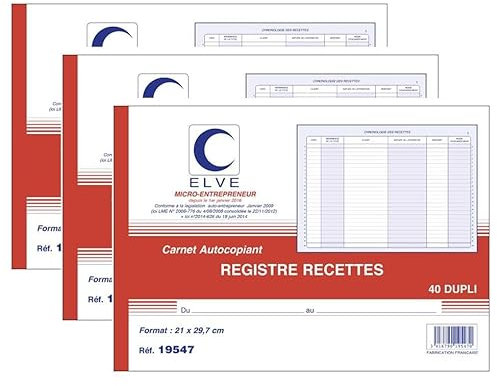 ELVE Lot de 3 Manifolds Micro ENTREPRENEURS RECETTES 210 x 297 mm 40 Feuillets Dupli