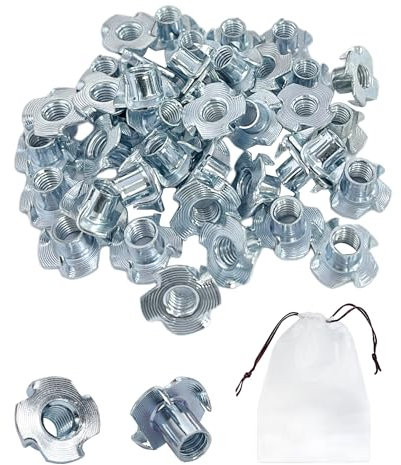 60Piece Nuts, Compression Nuts, Impact Nuts, Carbon Steel Nuts, Drive-In Sockets, Great for Professionals and Amateurs (Silver)（m8*11mm）