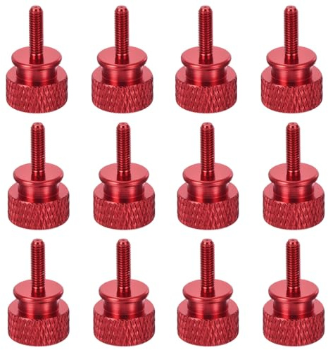 QUARKZMAN 12 Piezas M3x10mm Tornillo de Pulgar Moleteado para Caja de Ordenador Tornillos Roscados de Apriete Manual Aleación de Aluminio para Caja de PC Rojo Vino