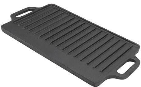 Plancha para Parrilla Teppanyaki de Hierro fundido: Placa de Barbacoa Rectangular Engrosada de Doble Cara, Ideal para Cocinar en la Estufa, Sartén Versátil (40x20CM)
