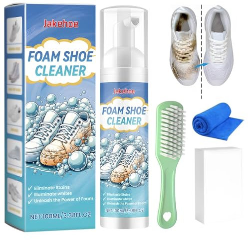Znnhnn Sneaker Reiniger,Sneaker Cleaner,Sneaker Reinigungsset mit Bürste,Handtuch und Schwamm,Sneaker Reiniger Weiß,Schuhreiniger Schaum zum Entfernen von Flecken und Schmutz,100 ml