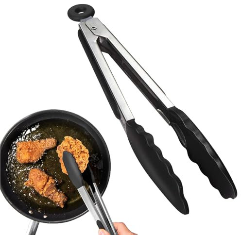 Küchenzange,Silikon Zange Für Airfryer,Zange Küche,27 Cm Kochzange,Kochzange Mit Hitzebeständigem Silikongriff,Geeignet Zum Wenden Von Burgern/Fisch Und Zum Schneiden Von Gegrilltem Fleisch