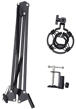 QUMIIRITY Soporte Metálico Para Micrófono Portátil Con Brazo Giratorio Ajustable Kit De Soporte Antivibraciones Con Abrazadera De Escritorio Para Mesa Hasta 4,5 Cm Juego Profesional De Para Micrófono