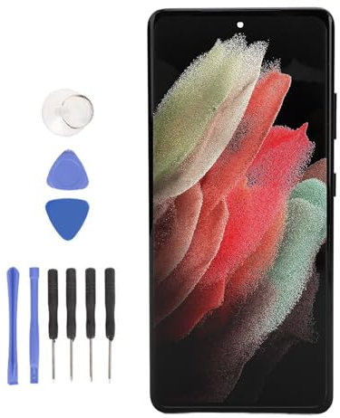 Byte Av Telefon LCD-skärm, för S21 Ultra 5G 6,8 Tums LCD-digitaliseringsenhet med Mer Ljusstyrka, 3200x1440px Upplösning (SILVER)