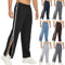 SIYAN Reha Hose Damen Herren M-3XL, Seitlich Zu Öffnen Baggy Trainingshose Mit Seitlichem Und Reißverschluss Am Bein Weites Bein Schnellfickerhose Sporthose Freizeithose Breite Jogginghose(Noir,M)