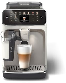 Philips 5500 Series Kaffeevollautomat – 20 Getränke, Modernes Farb-Touchdisplay, LatteGo-Milchsystem, SilentBrew-Technologie, 100% Keramikmahlwerk, QuickStart, 1,8L Wassertank, Weißchrom (EP5543/90)