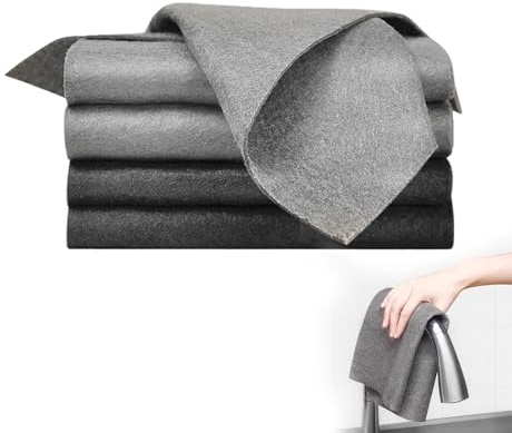 ZWWOGE Set 4 Panni in Microfibra 30x30 cm, Panno Vetri Senza Aloni e Pelucchi, Pannetti Multiuso per Cucina, Auto e Bagno, Alta Assorbenza, 2 Grigi e 2 Neri