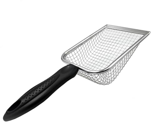 Wzhiy Stainless Steel Cat Litter Scoop - Durable & Easy Clean, Mesh Design for Efficient Waste Removal (Black)