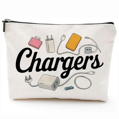YNR Bolsa organizadora de cables de carga, bolsa de viaje de lona para accesorios electrónicos, almacenamiento impermeable con cremallera, organizador portátil de cables tecnológicos