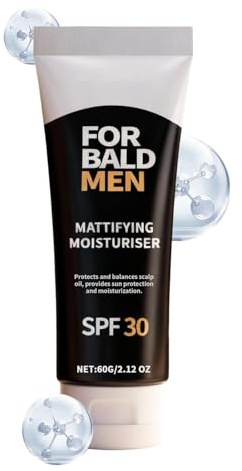 Gel antibrillo para cuero cabelludo, protector solar para cabeza calva, gel hidratante para protección con efecto refrescante, acabado mate no graso de absorción rápida, tubo de 60 g, loción de aseo