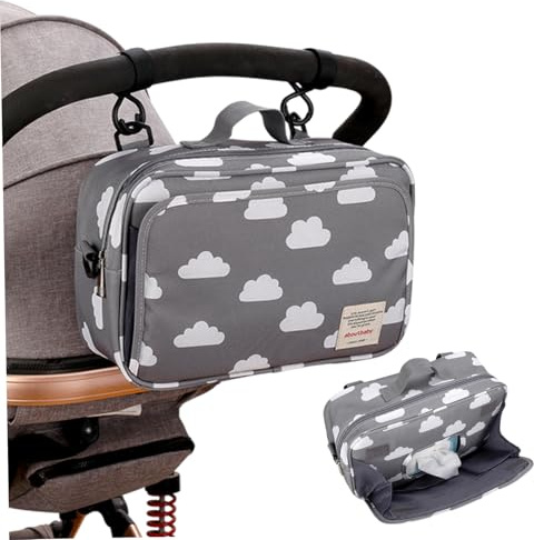 CNAFGBGG barnvagn blöjväska 11 x 4 x 7,5 flera fickor liten blöjväska med bärkasse och axelrem blixtlåsstängning vattentät polyester för nya föräldrar