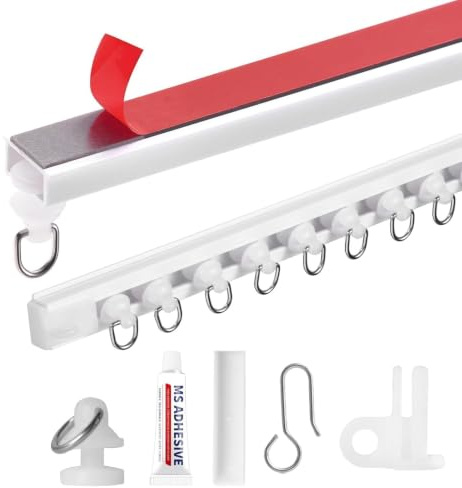3 Meter Weiße Vorhangschiene Selbstklebend Verbindbar Stabil Curtain Rail
