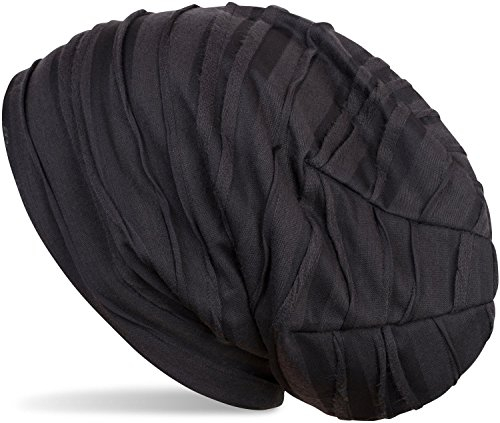 styleBREAKER Beanie Mütze mit Falten Muster, Slouch Longbeanie, Unisex 04024053, Farbe:Midnight-Blue-Schwarz (One Size)