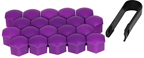 X AUTOHAUX 20uds Cubiertas Cubo Plástico Violetas Tuercas Rueda Coche Tapas Anti-Polvo 17mm