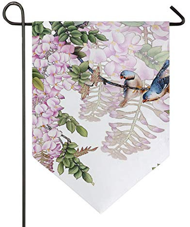 MONTOJ Flieder mit Vögeln für Zuhause, Gartenflagge, vertikal, doppelseitig, für draußen, Dekoration, Polyester, 1, 12x18.5in
