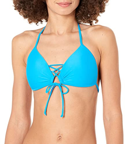 Body Glove Women's Smoothies Baby Love Solid Molded Cup Push Up Triangle Swimsuit Bikini Top, Coastal, M UK