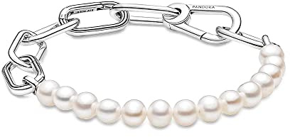 PANDORA ME Bracciale a maglie in argento Sterling con perla bianca coltivata d'acqua dolce, 3
