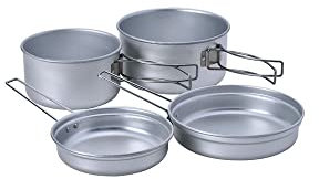 Snow Peak Ensemble de cuisinière Personnel en Aluminium, Ensemble de Camping léger en Alliage d'aluminium Comprenant Deux casseroles et poêles/couvercles, empilable et Pliable avec étui de Transport