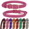 MUROM Rolled Leather Dog Collar Durable Round Rope Pet Collars for Small Medium Large Dogs Puppy Pink Purple Green Red Brown Gray (8-12 Neck Fit, Pink)