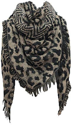 Générique Écharpe Chaude Femme - Cape Volé Imprimé Écharpe d'Hiver Leopard Shawl Longues Écharpes pour Femmes Foulard Cravate Rose Poudré