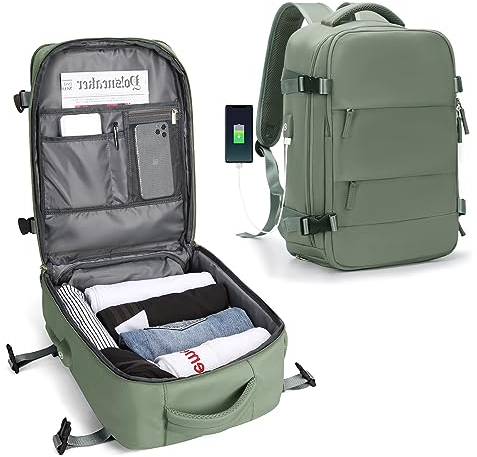 SZLX Großer Reiserucksack Damen, Handgepäck Rucksack,Wanderrucksack Wasserdichter Outdoor-Sportrucksack Lässiger Tagesrucksack Schultasche Fit 14 Zoll Laptop mit Schuhfach und Laptopfach