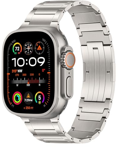 TRUMiRR Remplacement pour Apple Watch Ultra 49mm Bracelet en Titane Métal, Bracelet de Montre Business pour iWatch Apple Watch SE (2nd Gen) Series 8 7 6 5 4 3 2 1 45mm 44mm 42mm