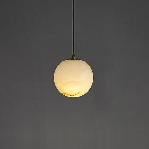 ALSEY Spherical Marble Shade Pendant Light Modern Natural Stone Ceiling Pendant Lamp Round Ball Mini Lighting White Milk Globe Hanging Chandelier for Kitchen Island Dining Room Villas Fa