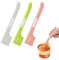 Pet Food Spoon Set - 3 PCS Silicone Long Handle Can Scoop for Cat and Dog Feeding (Green, Pink, Gray)