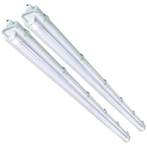 Jopassy 2er Pack LED Feuchtraumleuchte 150 cm 6500K Kaltweiß 24W 2400lm IP65 Wasserfest T8 Wannenleuchte Kellerleuchte Feuchtraum für Garage Keller Bad Büro Warenhaus