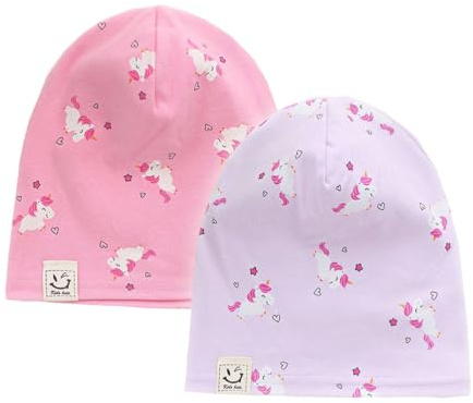 FUYAO Baby Beanie Hat 2 Pack Toddler Kids Soft Cotton Skull Cap Little Boys Girls Warm Hats for Spring Autumn