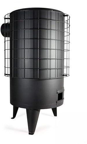 Estufa leña redonda chapa nº4 68cmx36ø negra s-horiz 120ø 7 kw