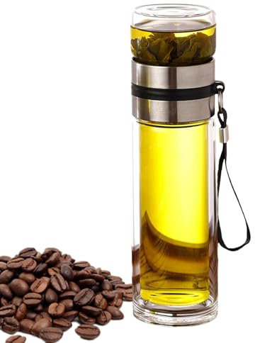 Bouteille d' de thé en verre - Bouteille d'eau en verre à double paroi, tasse à thé anti-fuite | Tasse à thé à double paroi, bouteille d'eau avec infuseur portable, bouteille
