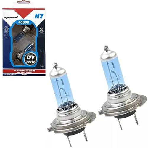 Coppia Lampadine H7 Alogene 12V 100W, Luce Bianca Naturale 4500K, Effetto Xenon, Alta qualità e Basso Consumo