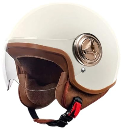 Jethelm mit Visier, Roller Helm mit Sonnenblende Vintage Motorradhelm Mopedhelm Scooter Helm Sonnenschutzhelme Für Herren Und Damen, 28x23cm
