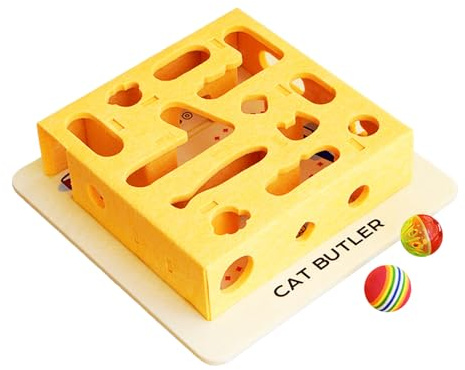 Cat Puzzle Toys | Cat Intelligence Maze Box | Interactive Treat Dispenser | Felt Puzzle Toy with Ball | Fun Enrichment Game for Small Medium Large Cats, Indoor Training, Exercise, Mental Stimulation