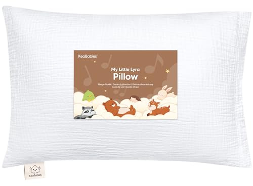 KeaBabies Toddler Pillow with Pillowcase – 13x18 Soft, Breathable Organic Cotton Muslin Kids Pillow for Sleeping, Travel, Preschool Nap, Small Bed, Toddler Age 2 Year Old to 5 (Soft White)