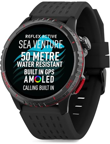Reflex Active SeaVenture 50 m badsäker AMOLED GPS svart rem smartklocka